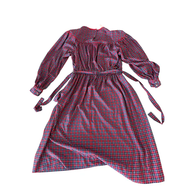 Vintage Jack Mulqueen Silksational Plaid Midi Dress Size 12 Puff Sleeve - Image 6