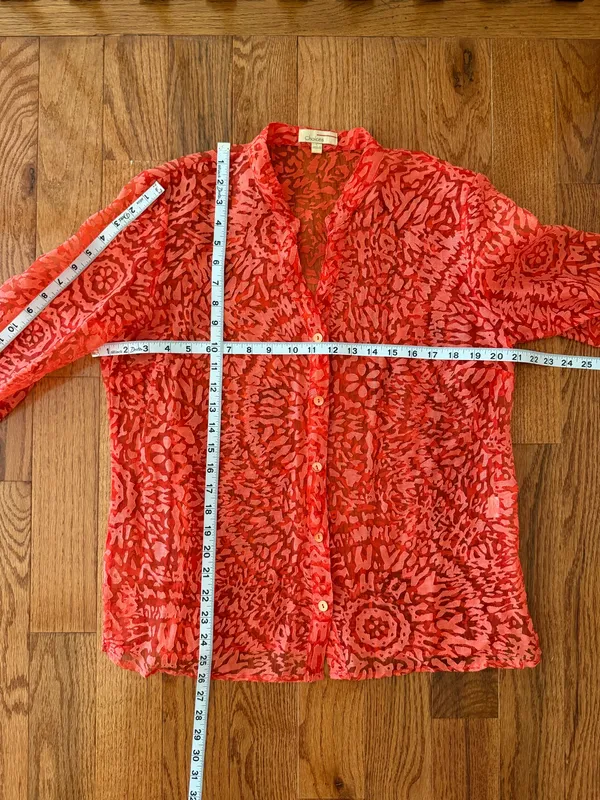 Choices Vtg Women's Floral Red Blouse, Sz L - Image 9
