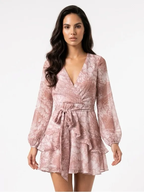 Selfie Leslie Blush Floral Wrap Mini Dress - Image 2