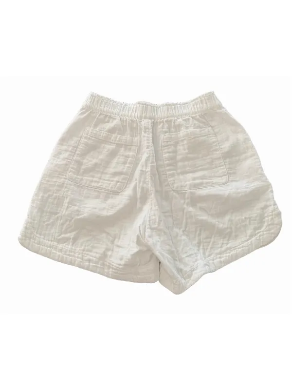 Old Navy White Crinkle Gauze Shorts High Waisted Comfort Waistband Size S - Image 2