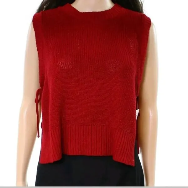 Nordstrom Closet Space Tie Side Slit Knit Sweater Tank Top M v6x - Image 2