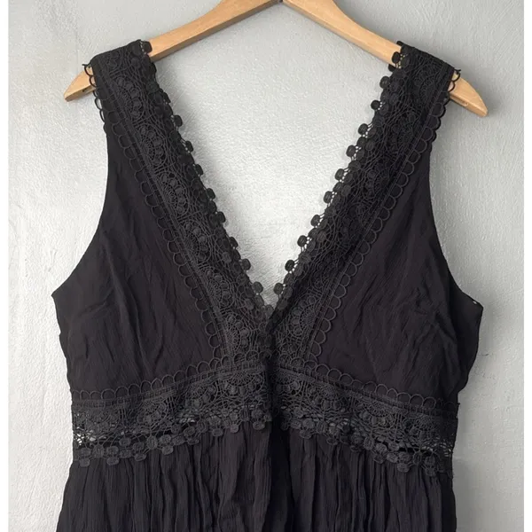 Venus Babydoll Top Sz 14 Black Sleeveless Lace Dark Romantic Whimsigoth Coquette - Image 3