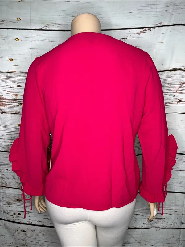 Bob Mackie Boutique NWT Size XL Fuchsia Pink Surplice V-Neckline Blouse Top - Image 3
