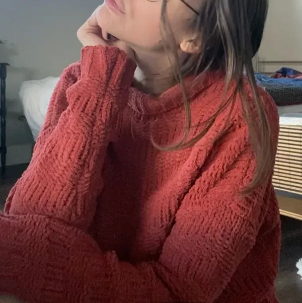 Orange Knit Turtle Neck Sweater - Image 3