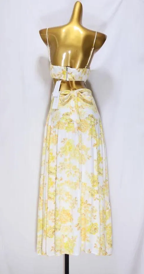 Boutique BILLY J Saraya White/Yellow Floral Top and Skirt Set - Image 6