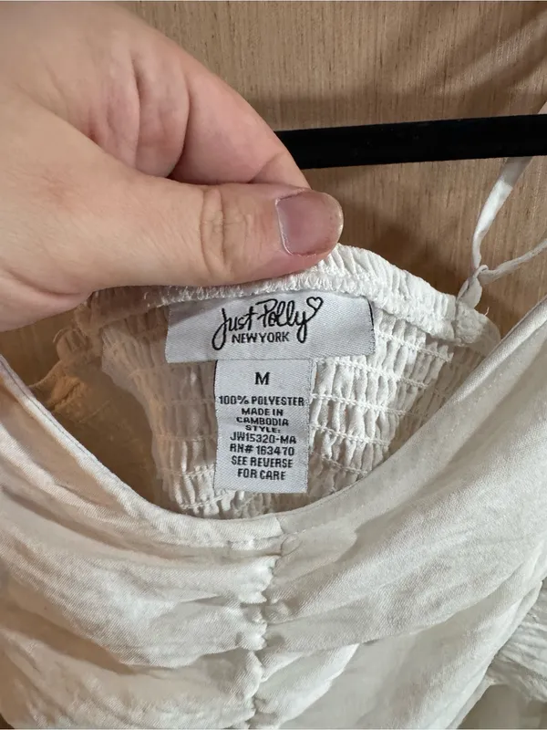 Women’s Just Polly Cream Ruched Spaghetti Strap Blouse Size Medium - Image 2