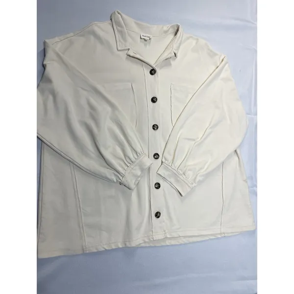 Peach‎ Love California Botton Up Shirt in a sandstone or cream color - Image 3