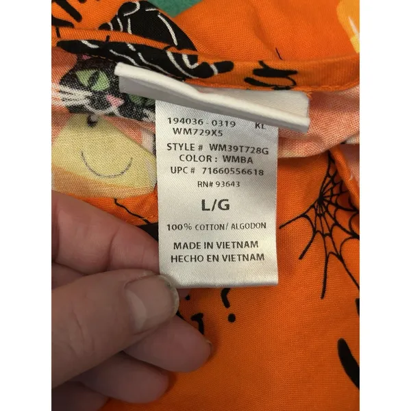 Scrubstar Womens L Halloween Print V-Neck Short Sleeve Scrub Top Cotton Orange - Image 8