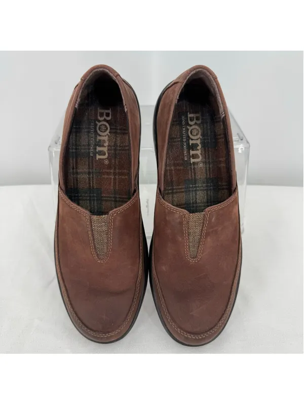 Born Brown Loafers Genuine Leather Slip On Hand Crafted Cushioned Comfort Sz 7M - Image 3