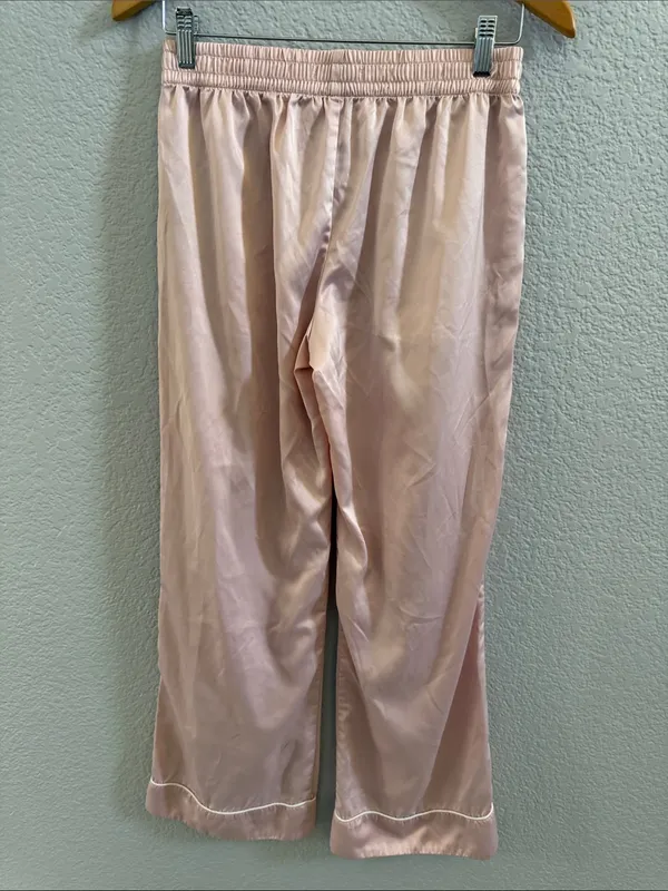 Abercrombie & Fitch Pink Satin Wide-Leg Pajama Lounge Set Size Small - Image 7