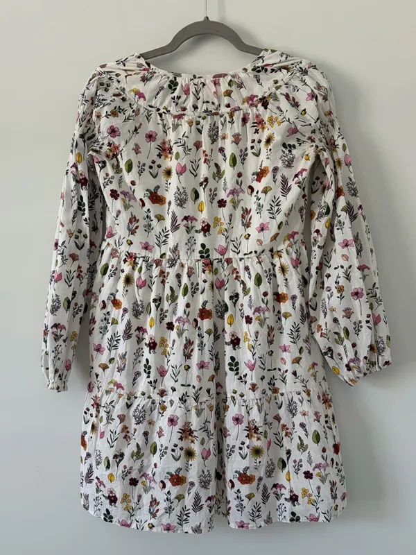 Tuckernuck Hampton House Ivory Floral Botanical Long Sleeve Boho Mini Dress XS - Image 3