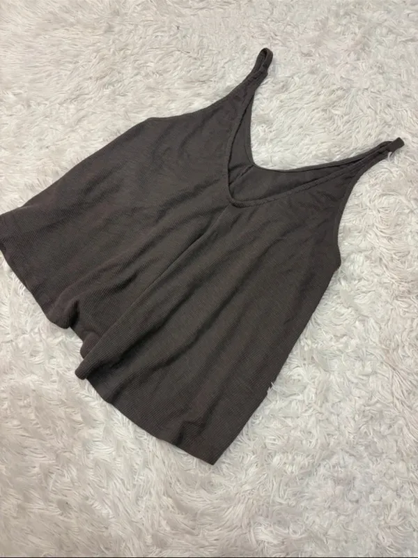 Free people intimately Waffle Knit Scoop Neck Tank Top - Charcoal - Image 2