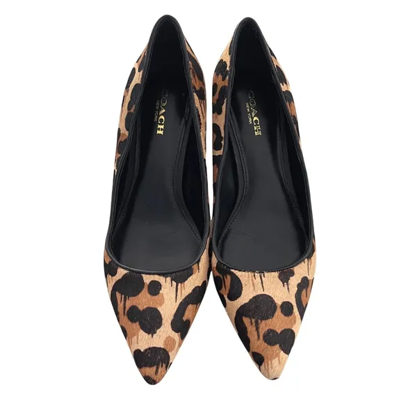Coach Leopard Calf Hair Pumps Women 6.5 Brown Animal Print Pointed Toe Stiletto - Image 3