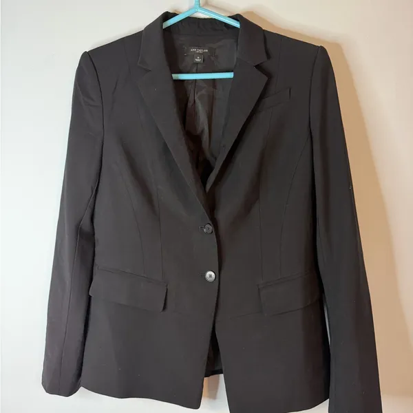 Ann Taylor Black Virgin Wool Blend Blazer Jacket Size 8 - Image 4