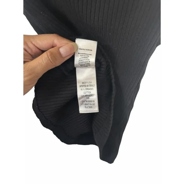 Agolde Women Sz XS Black Isla Cut Out Ribbed Sweetheart Neck Tank Organic Cotton - Image 6