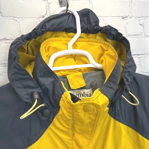 Columbia Interchange Core Jacket Women's‎ L Yellow Hooded Packable Rain Shell - Image 5