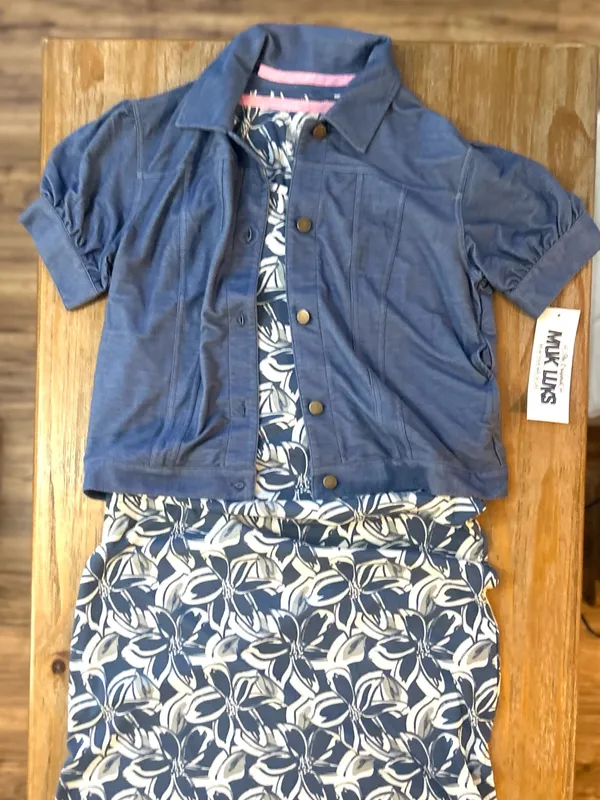 MUK LUKS Lounge Dress & Faux Denim Topper - Image 2