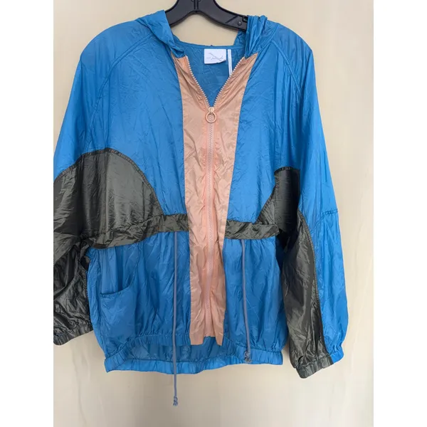 Out‎ From Under Windbreaker Jacket Womens Small Blue Colorblock Hooded Retro Zip - Image 6