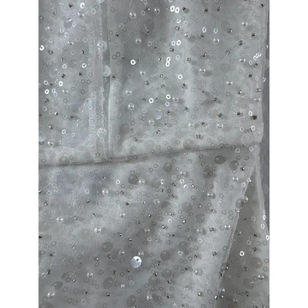 Lulus White‎ One Shoulder Sequin Pearl Embellished Mini Dress NWT Size S - Image 9