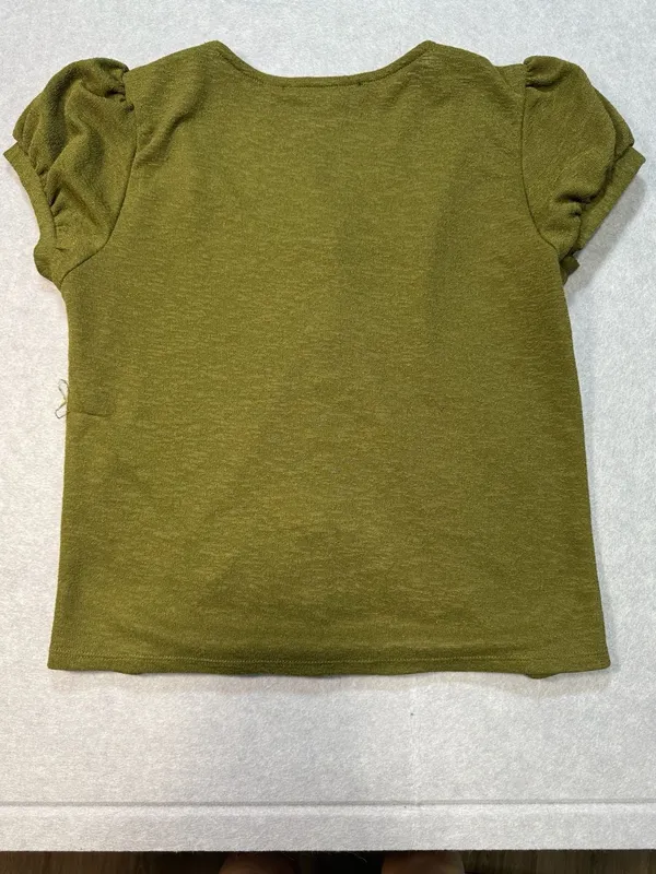 Lipslide Olive Green Short Sleeve Button Up Top Size S - Image 4