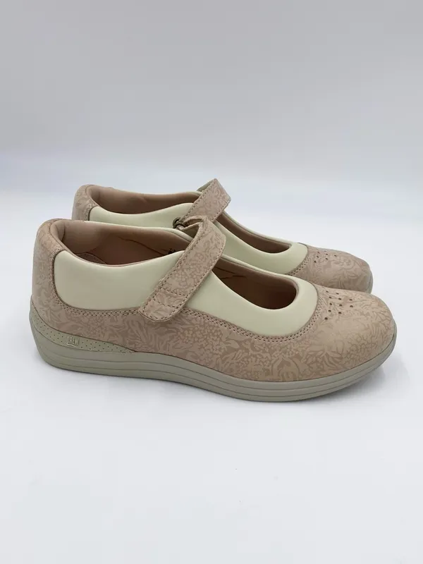 DREW Rose Mary Jane Flats Comfort Shoes Women's Size 7.5 Wide Bone Tan Floral - Image 2
