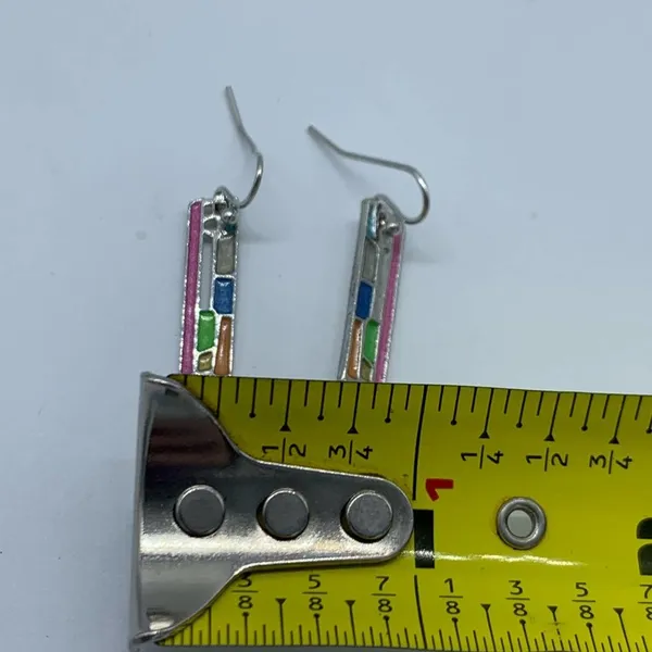 New multicolored square geometric fashion earrings - Image 5