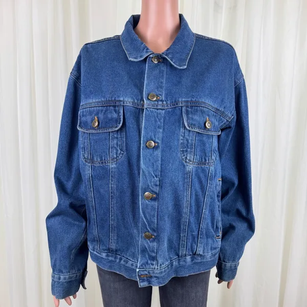 Women's Natural Identity Denim Jean Jacket Y2K Trucker Blue Sz XL 20 - Image 2