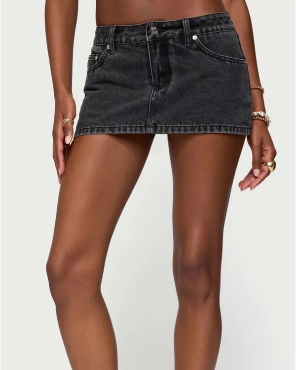 Edikted Mini Skort- Black Denim - Image 2