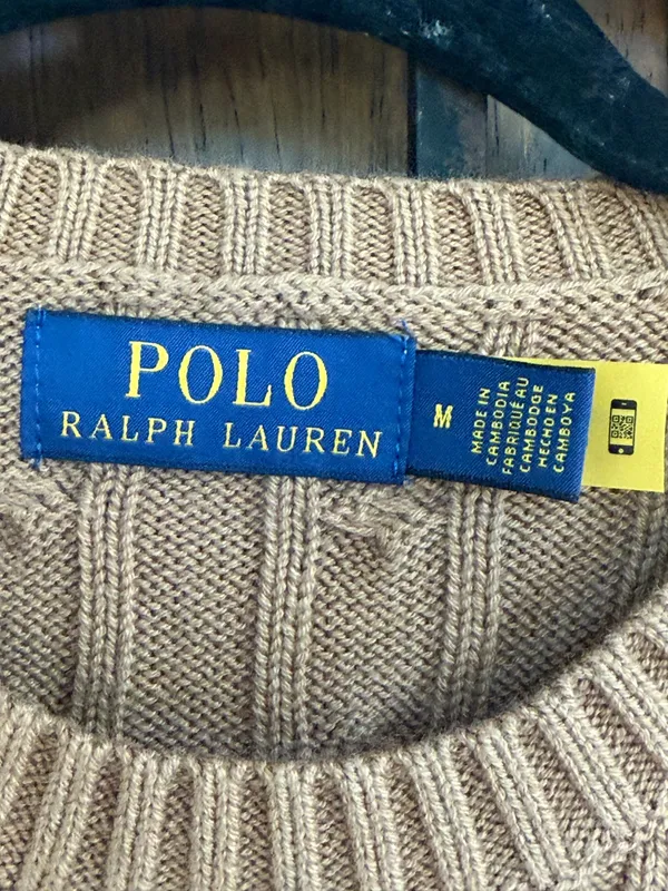 Polo Ralph Lauren Camel Cable-Knit Short Sleeve Crewneck Sweater Size M - Image 2