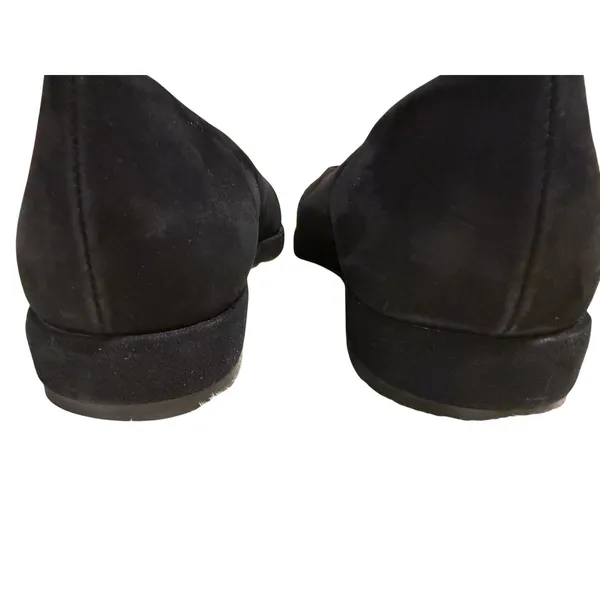 Vintage Harold's Black Suede Cap-Toe Flats Loafers‎ size 9AA Made in Italy - Image 3