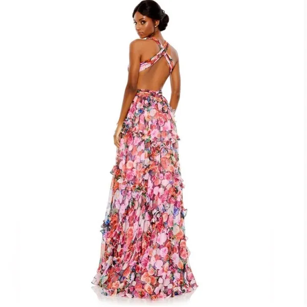 Mac Duggal 68076 Ruffle Floral Cut Out Dress - Image 7
