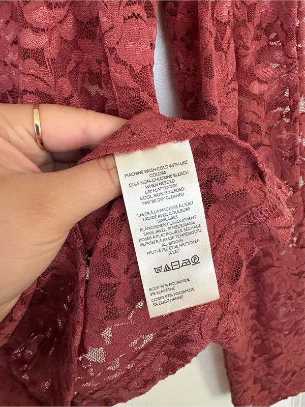 NWT Anthropologie Puff-Sleeve Sheer Lace Long Sleeve Top Size XL - Image 5