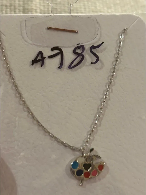 Lot a785 925 sterling silver pendant chain necklace painter - Image 3