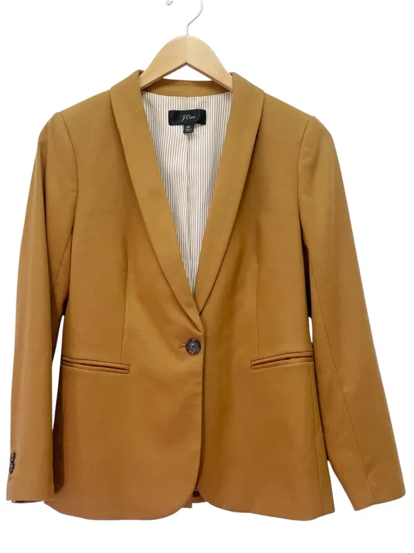 J. Crew Parke Blazer Sz 8P Camel Brown Wool Stretch One Button Career Jacket - Image 2