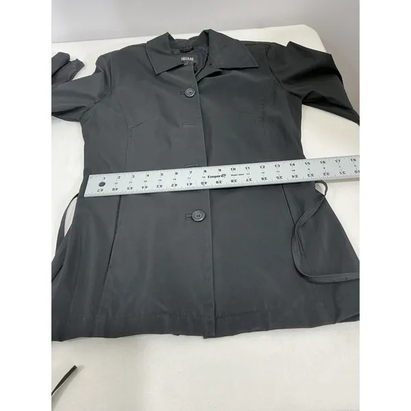 Womans Helium Outerwear Black Button Down Trench Coat Small - Image 6