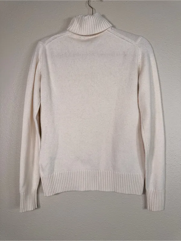 Brooks Brothers Cream Cashmere Blend Turtleneck Sweater Womens S Casual Fall - Image 2