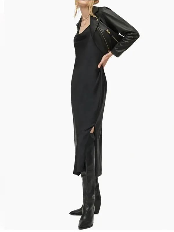 Sleek Black Slip Midi Dress - Image 2