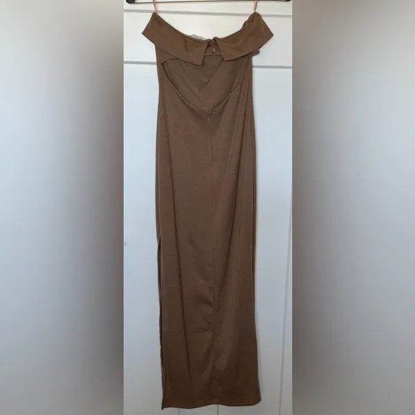 NWT Vici Celeste Ribbed Cut-Out Strapless Midi Dress - Mocha - Image 3