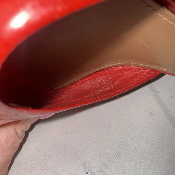 Tory Burch Red Patent Leather Cork Wedge Ankle Strap Peep Toe Sandals size 7.5 M - Image 16