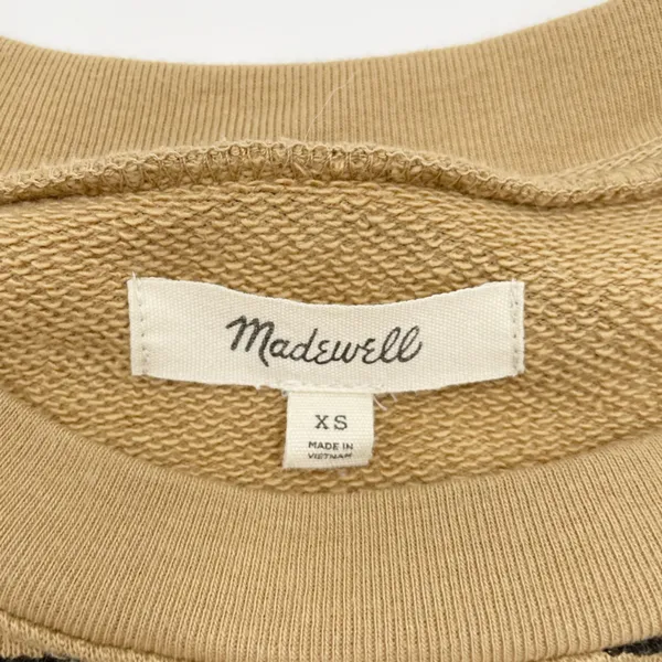 Madewell Crop Sweatshirt Size XS Tiger Stripe AF979 Long Sleeves Cropped Fit - Image 5