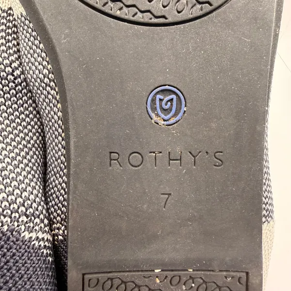 Rothys The Flat Navy Cream Gingham Round Toe Knit Ballet Flats Womens 7 - Image 7