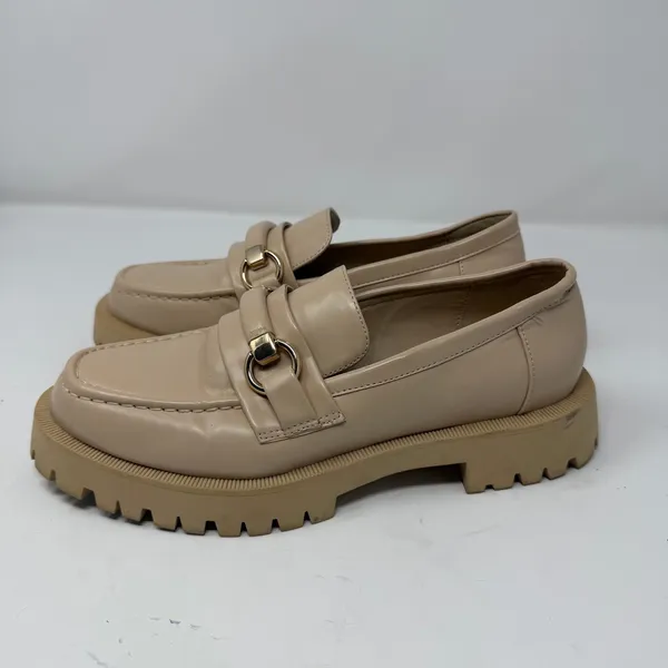 Zara Lug Sole Horsebit Platform Loafers Beige Chunky Slip On Women Size 38 7.5 - Image 3