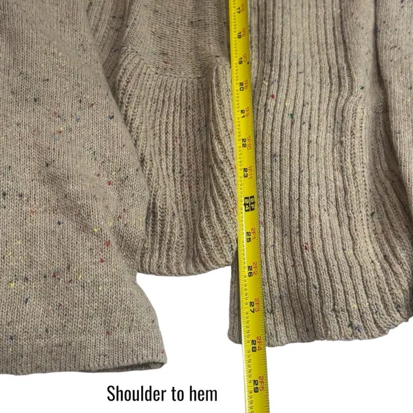 NEW‎ Easel Tan Multicolor Micro Dot Ruffle Cardigan Holiday Wool Blend Cozy L - Image 11