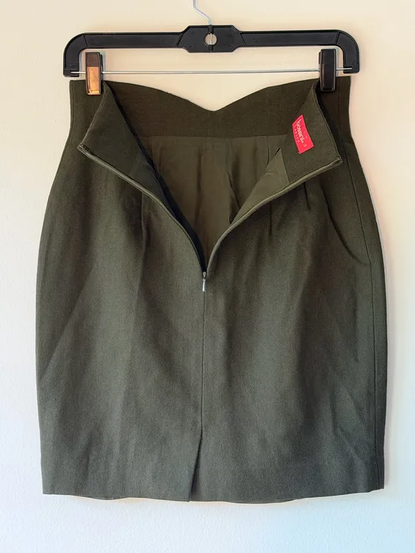 bossini Vintage Dark Green High Waist Pencil Skirt - Image 6