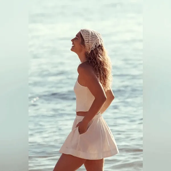 Free People Free-Est White Milani Tank Top Mini Skirt‎ Boho Cotton Set Medium - Image 11