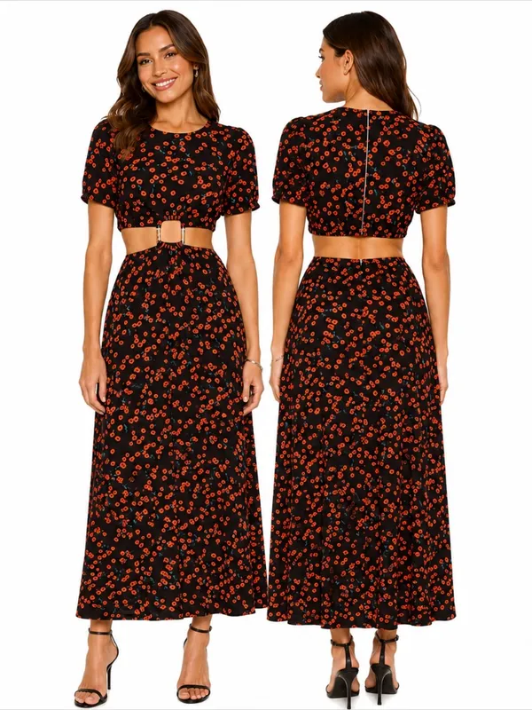 STAUD | Calypso Poppy Cut-Out‎ Dress - Image 2