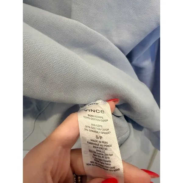 Vince Womens Light Blue Cotton Quarter Zip Pullover Sweatshirt Small - Image 4