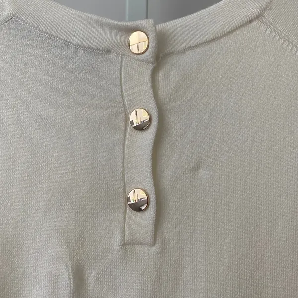 ZARA Office Siren Clean Minimalist Sleeveless Knit Shell Top Small Cream - Image 4