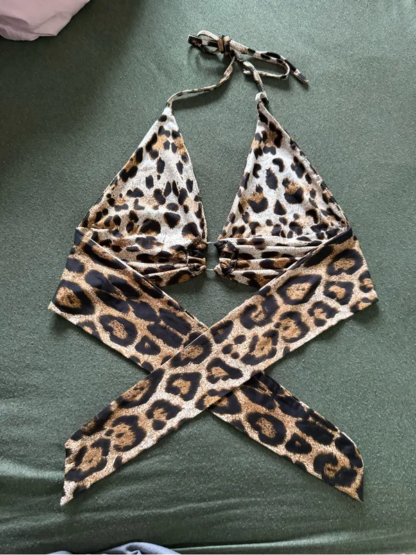 Leopard Print Wrap Halter Top - Image 2