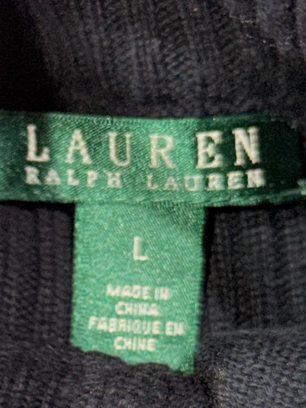 FINAL PRICE Lauren Ralph Lauren Black and Metallic Gold Striped Turtleneck - Image 3